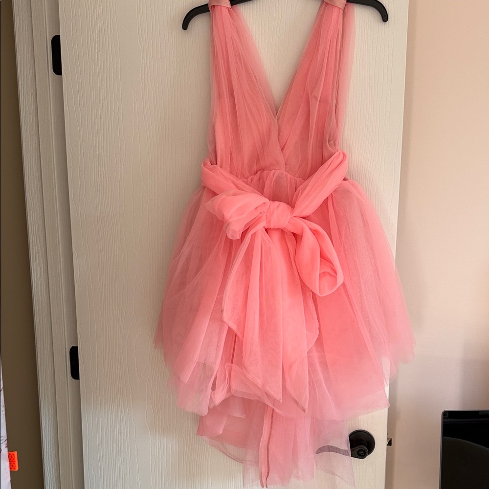 Pink Tulle Dress with Bow
